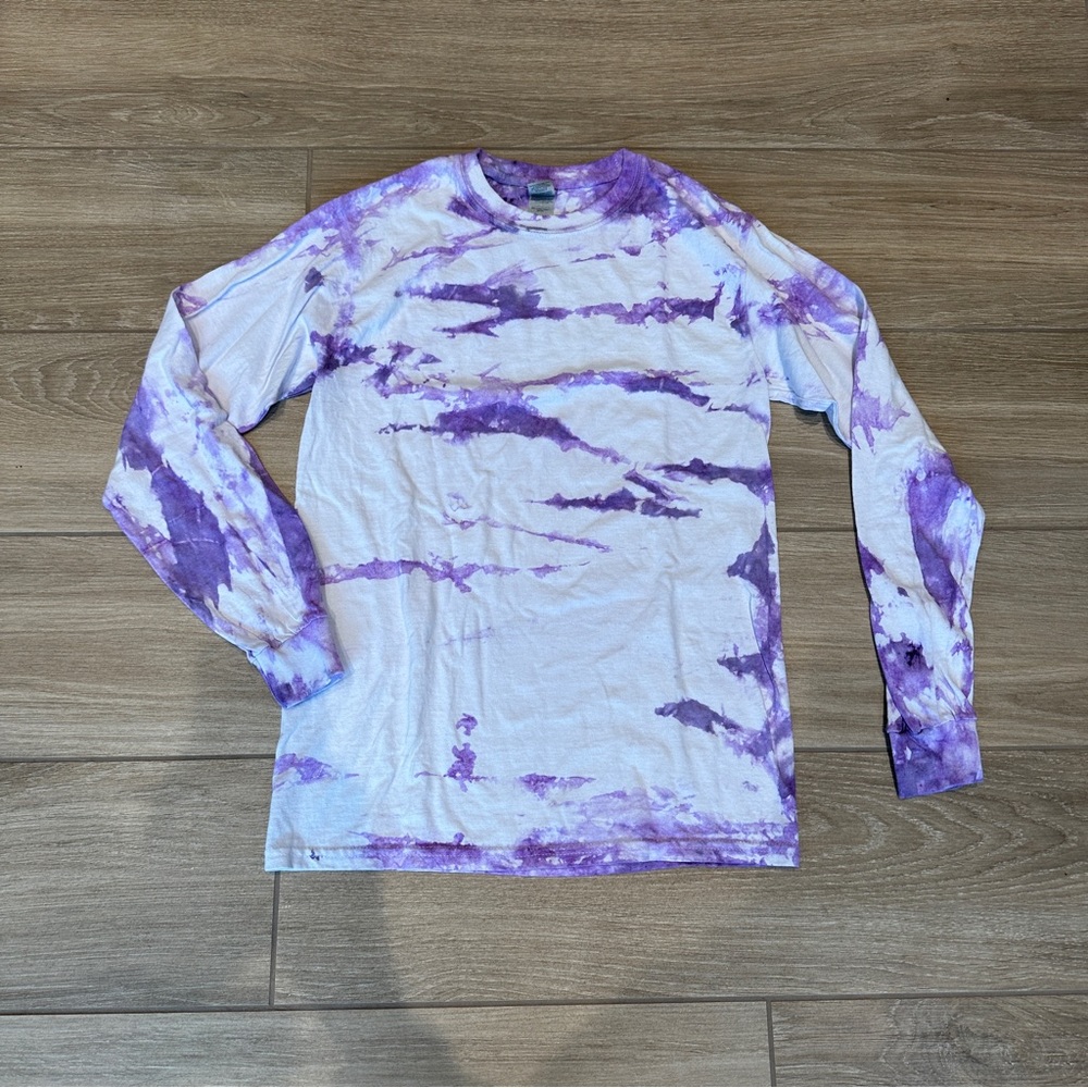 Gildan Tie Dye Long Sleeve Cotton T-Shirt Crewneck Shirt Size S